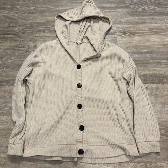 White Birch Women's Size XL Oatmeal‎ Cream Cardigan Sweater Button Up Hoodie USA - Picture 1 of 5